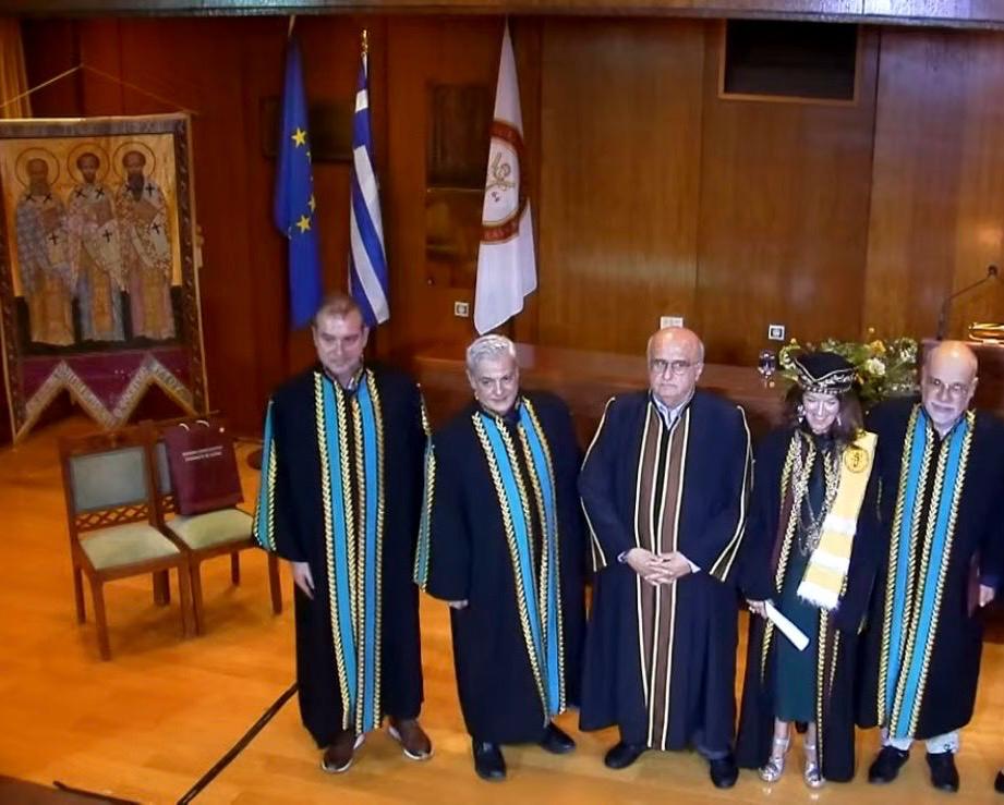 Victoria Hislop being awarded an Honorary Doctorate by the University of Patras